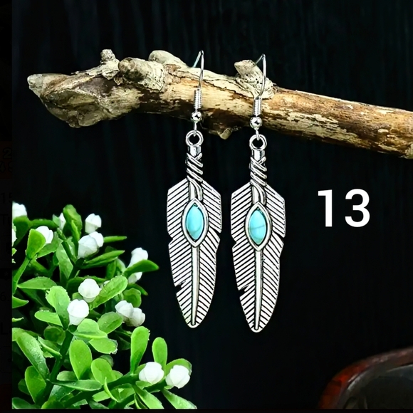 Bohemian Earrings Western Dangle Blue Silver Boho Cowgirl Earrings Rodeo Jewelry - Picture 13 of 16